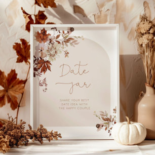 Herfst date avond ideeën. Boho herfst Date jar bru Poster