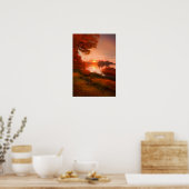  Herfst De natuur van de zonsondergang van het mee Poster (Keuken)