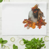 Herfst decor Sheltie Theedoek (Gevouwen)