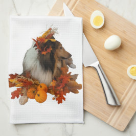 Herfst decor Sheltie Theedoek