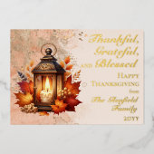 Herfst Deur Thanksgiving Dankbaar Gelukkig Gezegen Folie Feestdagenkaart (Voorkant)