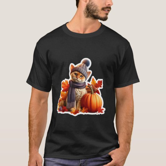 Herfst Devon Rex Kat Eigenaar Thanksgiving Moeder T-shirt (Voorkant)