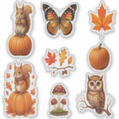 Herfst Dieren En Mooie Bladeren Sticker (Voorkant)
