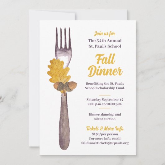 Herfst Diner of Herfst Evenement Uitnodiging (Voorkant)