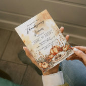 Herfst Dinner Tafel en Pompoenen Thanksgiving Kaart