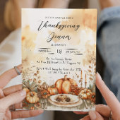 Herfst Dinner Tafel en Pompoenen Thanksgiving Kaart