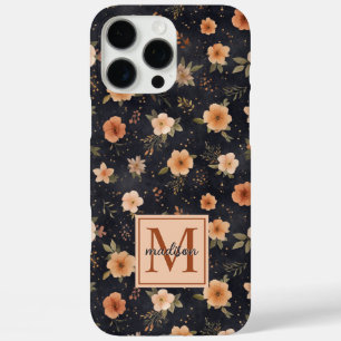 Herfst Donker Moody Terracotta Bloemenmonogram Naa iPhone 16 Pro Max Hoesje