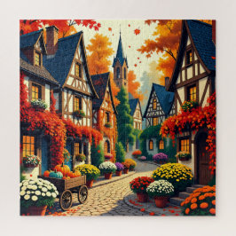 Herfst Dorp & Bloemen Kar Jigsaw Puzzel