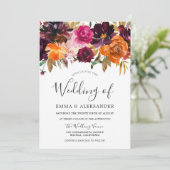 Herfst Dream: Rustic Autumn Herfst Flowers Wedding Kaart (Staand voorkant)