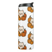 Herfst Drinkfles met Pomeranian en Pompoen Thermosbeker (Gedraaid links)