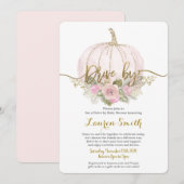 Herfst Drive by Baby shower girl roze pompoen Kaart (Voorkant / Achterkant)