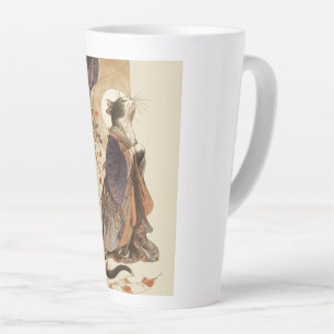 "Herfst Droom" Japanse Kat in Kimono Kunst Latte Mok