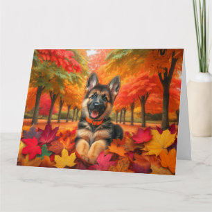 Herfst Duitse Herder Puppy Verjaardag Kaart
