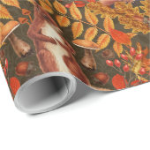 Herfst eekhoorn op donkerbruin cadeaupapier (Rol Hoek)