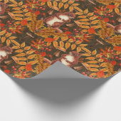 Herfst eekhoorn op donkerbruin cadeaupapier (Hoek)