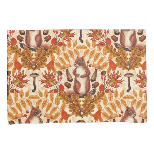 Herfst eekhoorn op off white kussensloop (Voorkant-Rechts)