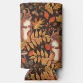 Herfst eekhoorns en flora op donkerbruin (Achterkant)