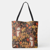 Herfst eekhoorns en flora op donkerbruin draagtas (Achterkant)