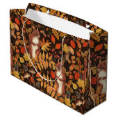 Herfst eekhoorns en flora op donkerbruin groot cadeauzakje (Achterkant Gekanteld)