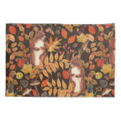 Herfst eekhoorns en flora op donkerbruin kussensloop (Achterkant-Links)