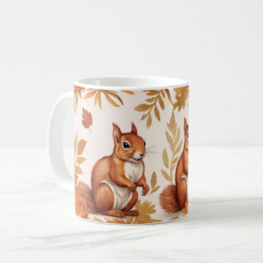 Herfst Eekhoorns en Floral Elegance Koffiemok (Voorkant links)