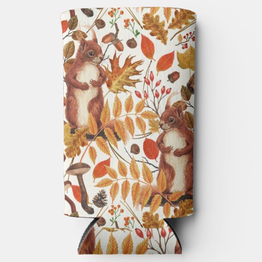 Herfst eekhoorns en herfst flora op off white (Voorkant)