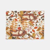 Herfst eekhoorns en herfst flora op off white fleece deken (Voorkant (Horizontaal))
