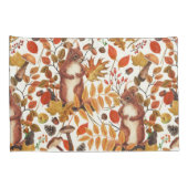 Herfst eekhoorns en herfst flora op off white kussensloop (Achterkant-Rechts)