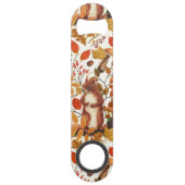 Herfst eekhoorns en herfst flora op off white speed flessenopener (Achterkant)