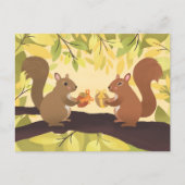 Herfst Eekhoorns Gele Boom Briefkaart (Voorkant)