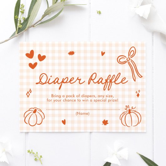 Herfst Een beetje pompoen Baby shower luier Raffle Informatiekaartje