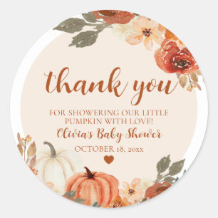 Herfst een beetje pompoen herfst bloemig Baby show Ronde Sticker
