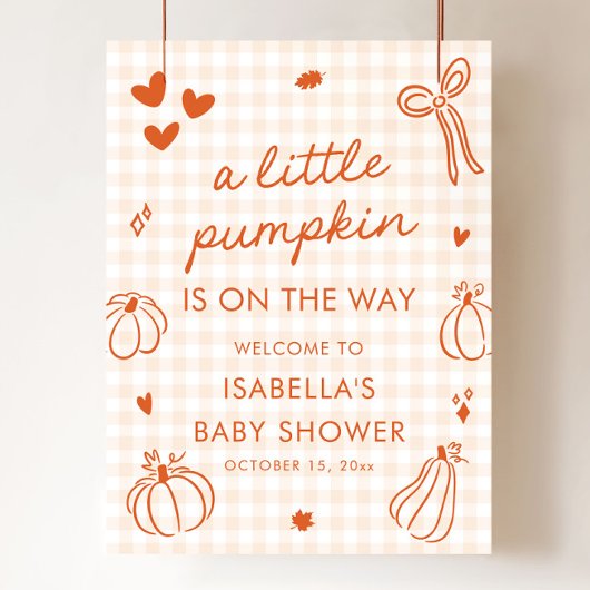 Herfst Een klein pompoenvlees Baby shower Welkomst Poster