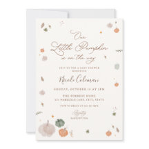 Herfst Een Kleine Pompoen Baby Shower Uitnodiging