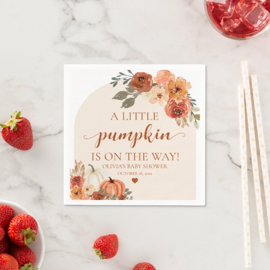 Herfst Een kleine pompoen is op weg Baby shower Servet (Insitu)