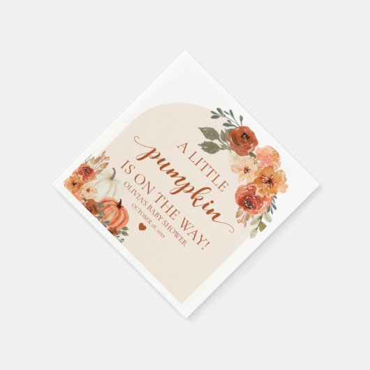 Herfst Een kleine pompoen is op weg Baby shower Servet (Hoek)