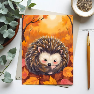 Herfst Egel   Dieren Waterverf Schilderij Briefkaart