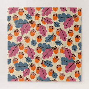 Herfst eik: bladeren en eikels patroon legpuzzel