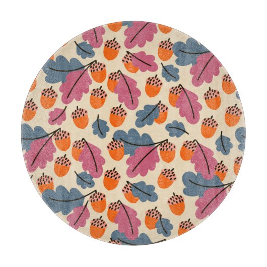 Herfst eik: bladeren en eikels patroon snijplank (Voorkant)