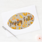 herfst eikels en bladeren ovale sticker (Envelop)