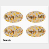 herfst eikels en bladeren ovale sticker (Vel)