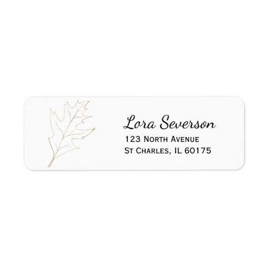 Herfst eiken blad retour adres label (Voorkant)