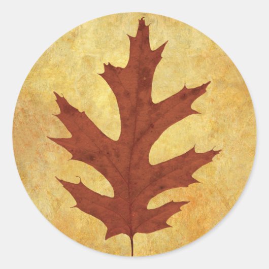 Herfst eiken blad rood ronde sticker (Voorkant)