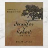 Herfst eiken boom lantaarn bruiloft wijn label wijn etiket (Enkel label)