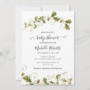 Herfst Eikenblad Eikel Waterverf Baby Shower Kaart