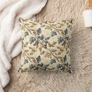 Herfst eikenblad Elegant blauw en goud Kussen