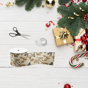  Herfst eikenblad   Elegant blauw en goud Lint