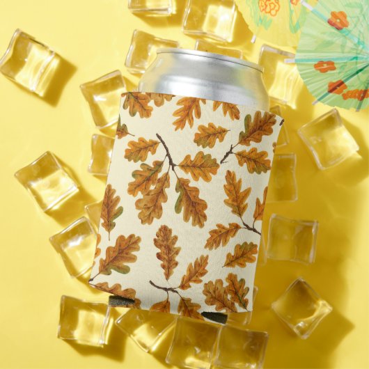 Herfst eikenbladeren op gebroken wit blikjeskoeler (Insitu Zomer)