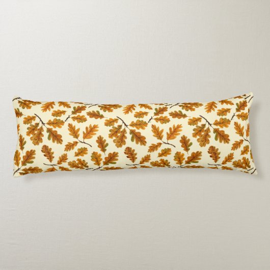 Herfst eikenbladeren op gebroken wit lichaamskussen (Achterkant)