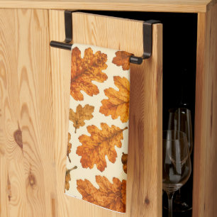 Herfst Eikenbladeren Patroon Knus Natuur Estheti Theedoek